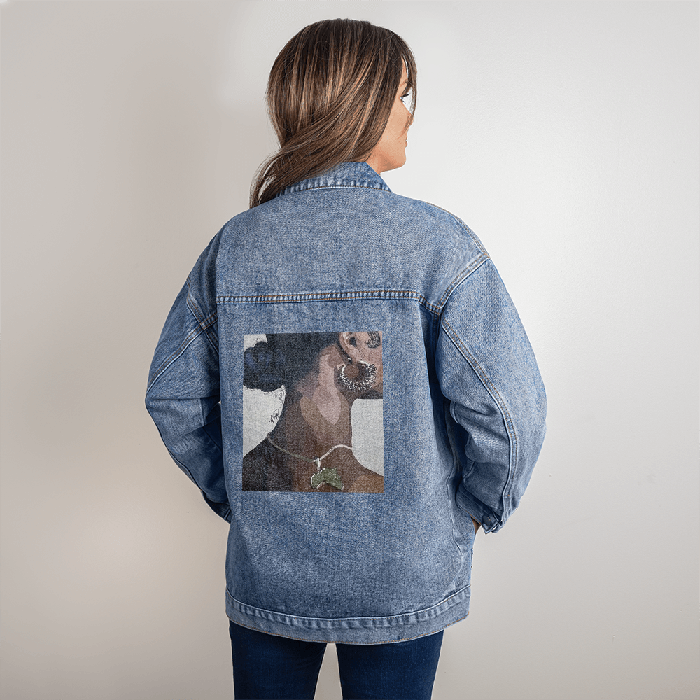 B4 Your Time Custom Art Oversized Blue-Jean Jacket