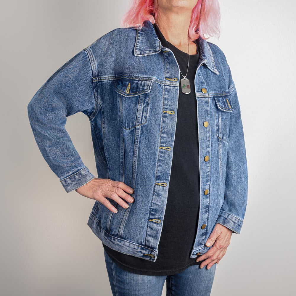 B4 Your Time Custom Art Oversized Blue-Jean Jacket