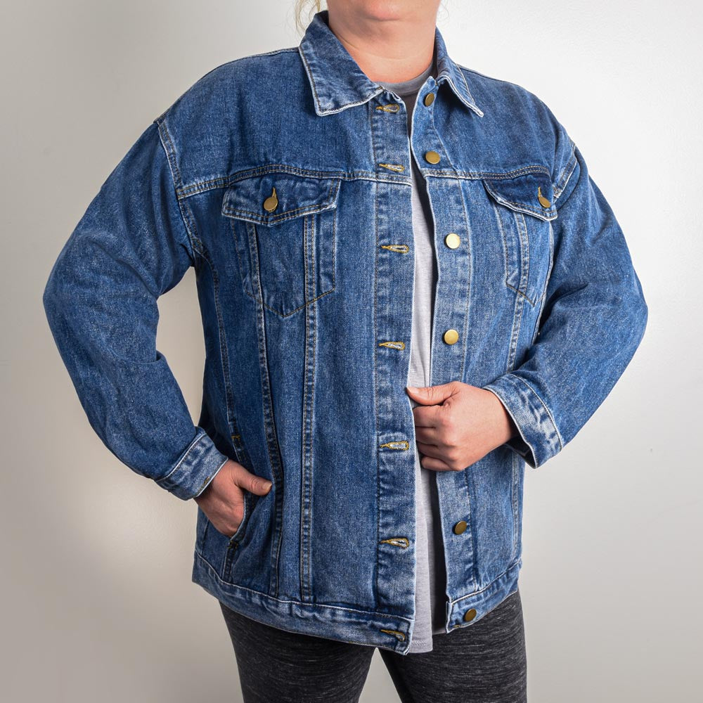 B4 Your Time Custom Art Oversized Blue-Jean Jacket