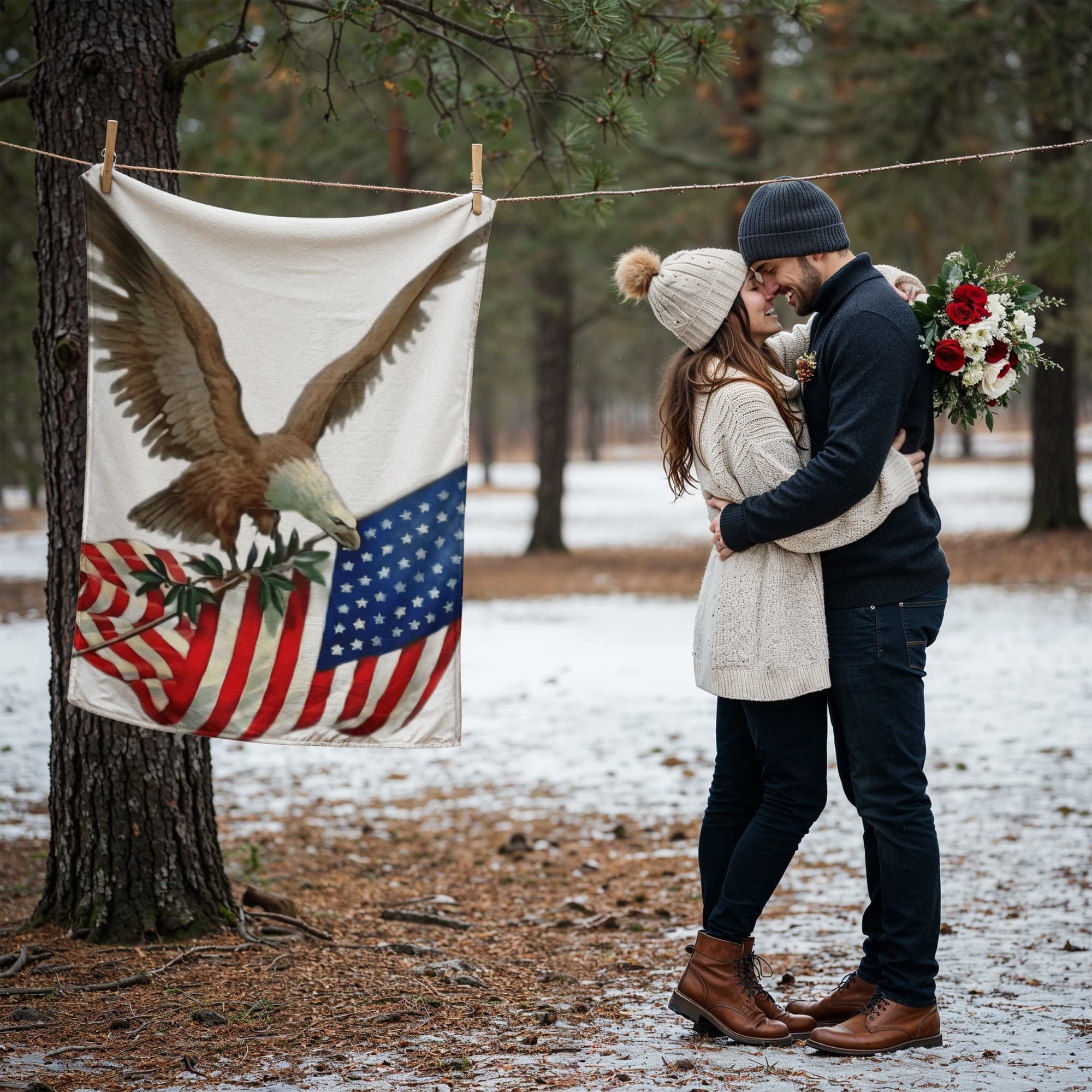 USA Eagle Flag Blanket